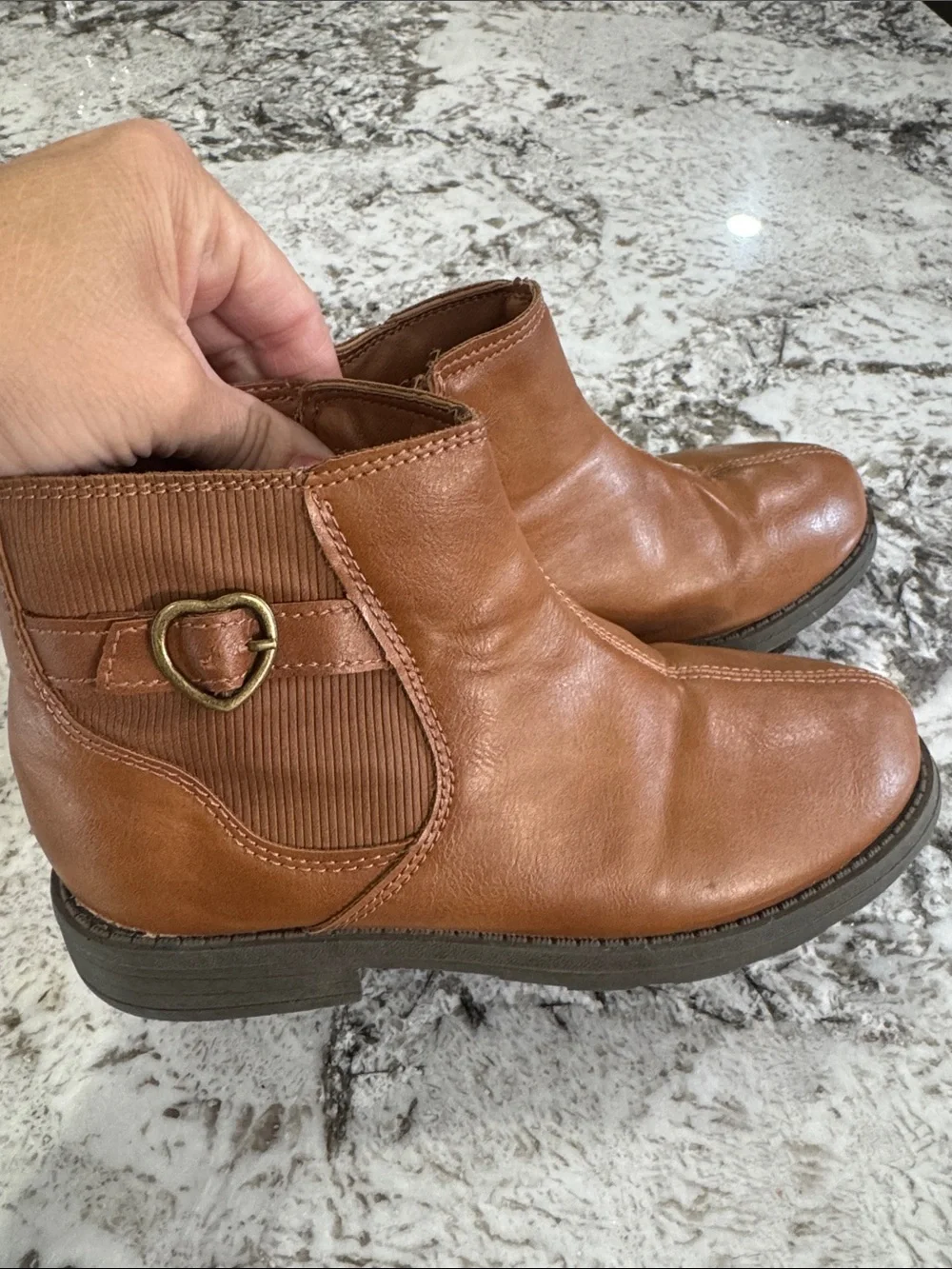Carter's Girls Brown Heart Buckle Ankle Boots